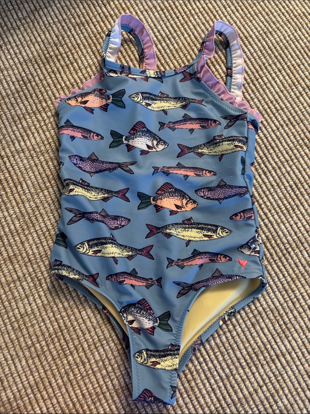 Pink chicken size 5 sardine bathing suit